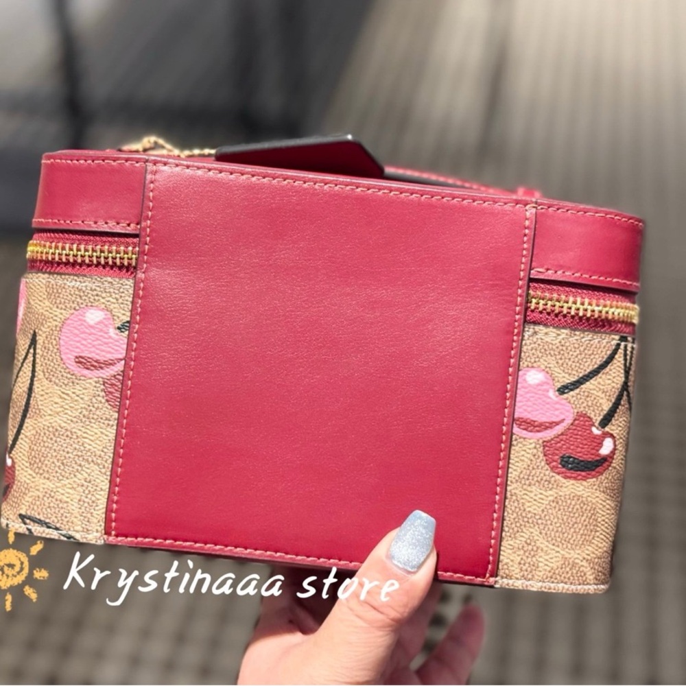 Coach Cosmetic Case In Signature Canvas With Cherry Print CZ025 Tan multi - Picture 9 of 10